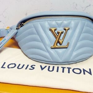 Authentic Louis Vuitton Pale Blue Wave Smooth Calfskin Bum Bag
